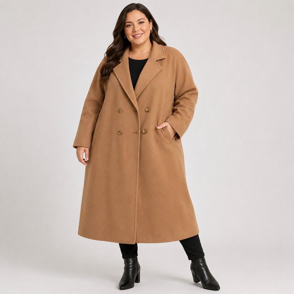 Lane Bryant Full Length Wool Coat Women’s Plus 32W Camel Tan Brown NWT $199.99